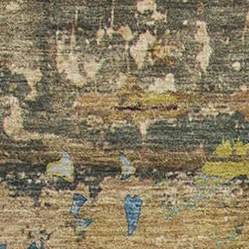 Taupe Green And Blue Abstract Washable Area Rug With UV Protection Photo 3