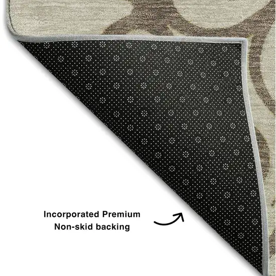 Taupe Green And Copper Floral Medallion Washable Area Rug With UV Protection Photo 6