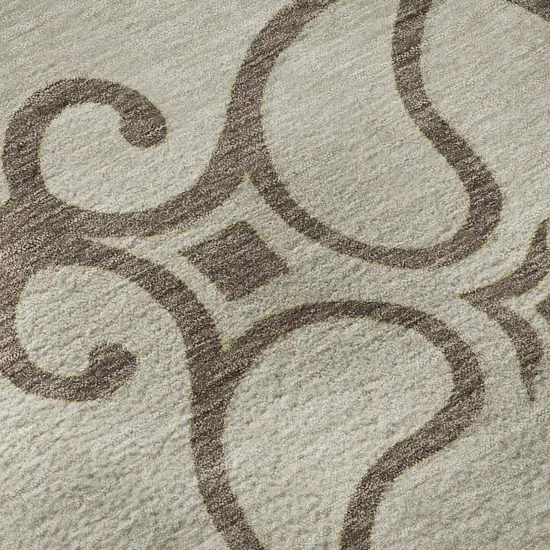 Taupe Green And Copper Floral Medallion Washable Area Rug With UV Protection Photo 9