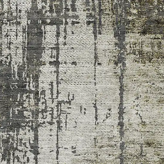 Taupe Green And Gray Abstract Washable Area Rug With UV Protection Photo 5