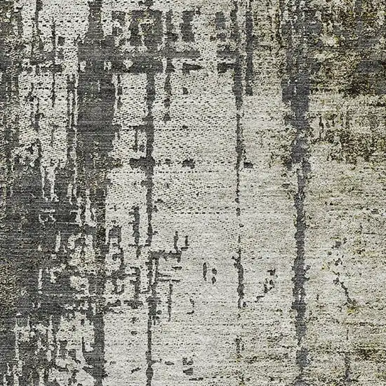 Taupe Green And Gray Abstract Washable Area Rug With UV Protection Photo 4