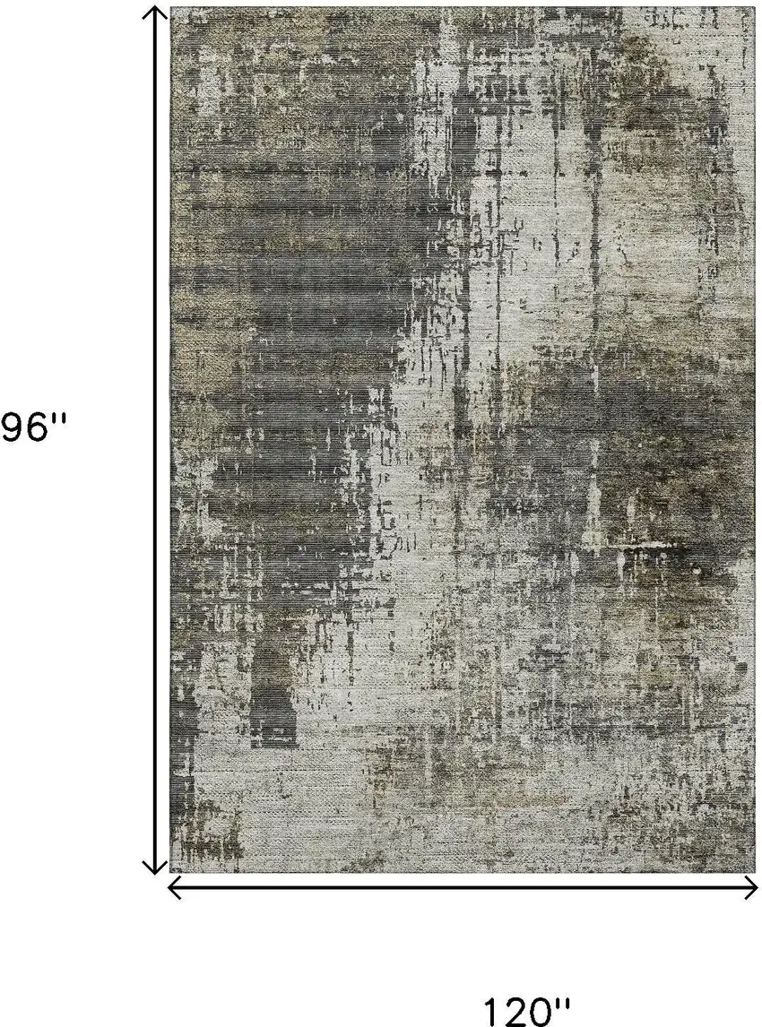 Taupe Green And Gray Abstract Washable Area Rug With UV Protection Photo 3