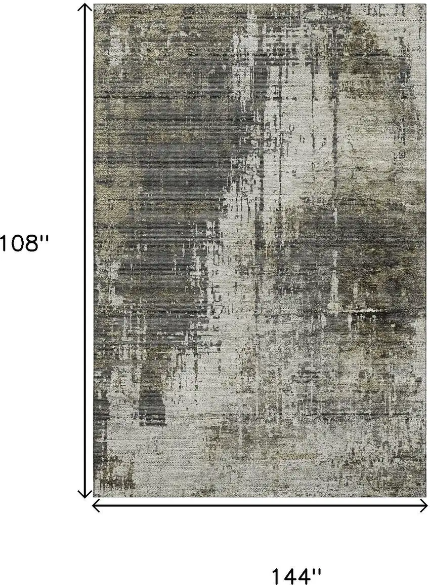Taupe Green And Gray Abstract Washable Area Rug With UV Protection Photo 3