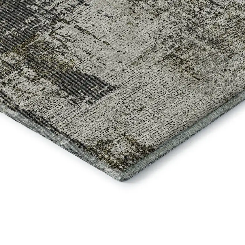 Taupe Green And Gray Abstract Washable Area Rug With UV Protection Photo 8