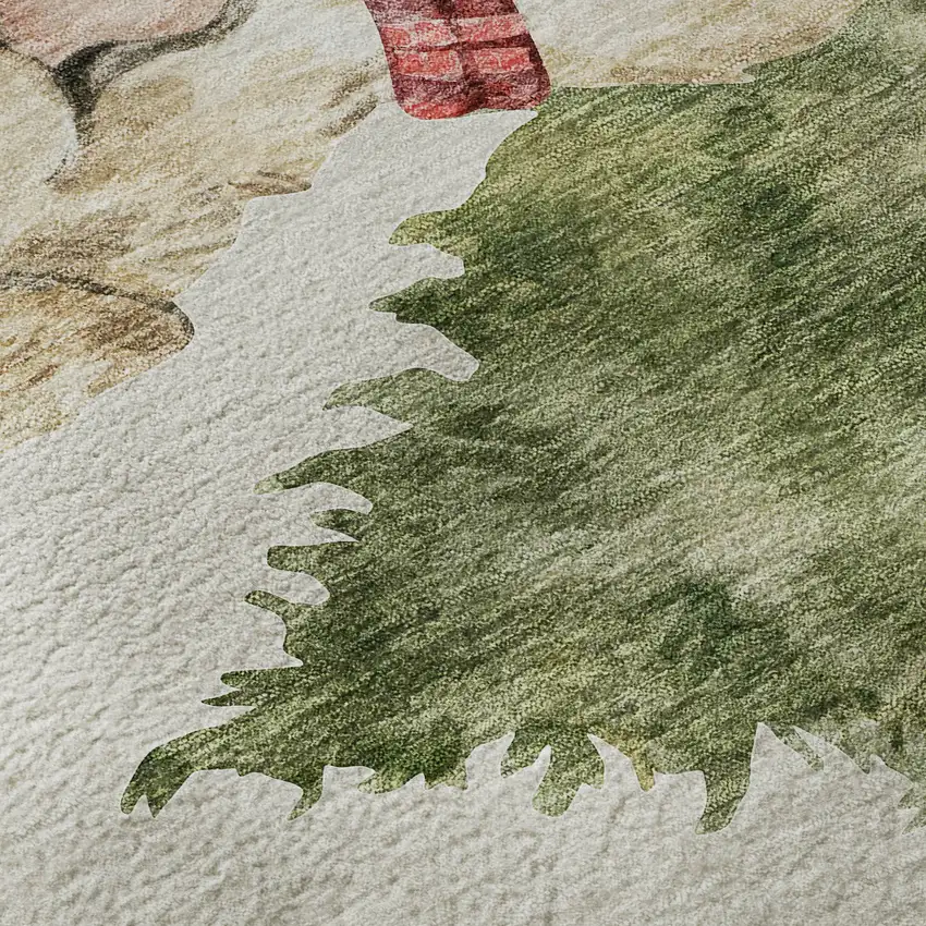 Taupe Green And Gray Animal Print Washable Area Rug With UV Protection Photo 2