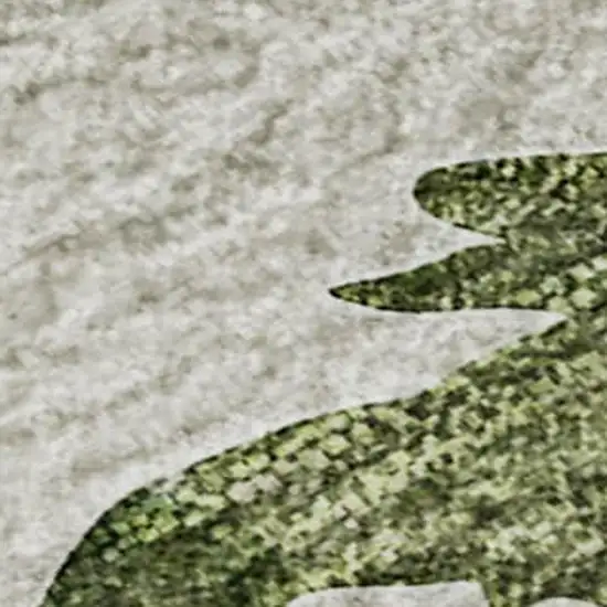 Taupe Green And Gray Animal Print Washable Area Rug With UV Protection Photo 4