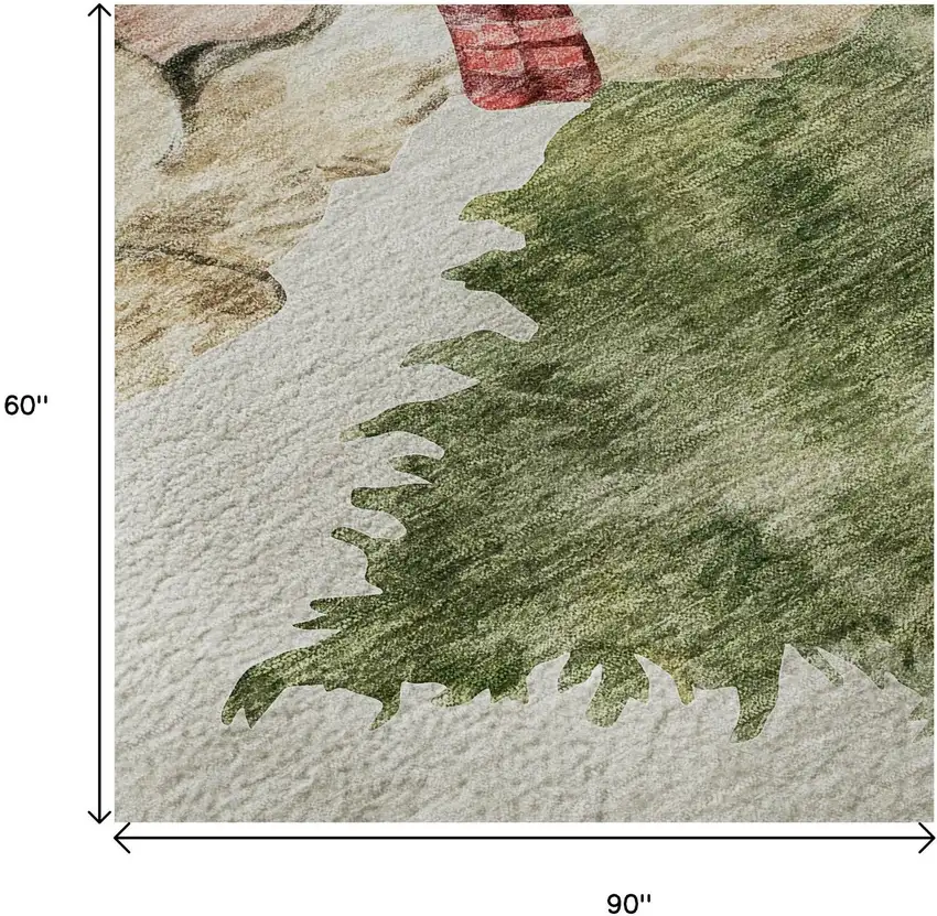 Taupe Green And Gray Animal Print Washable Area Rug With UV Protection Photo 3