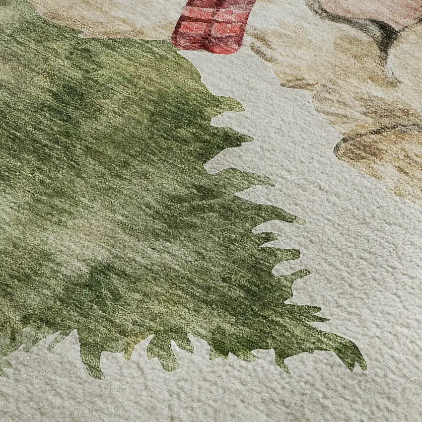 Taupe Green And Gray Animal Print Washable Area Rug With UV Protection Photo 6