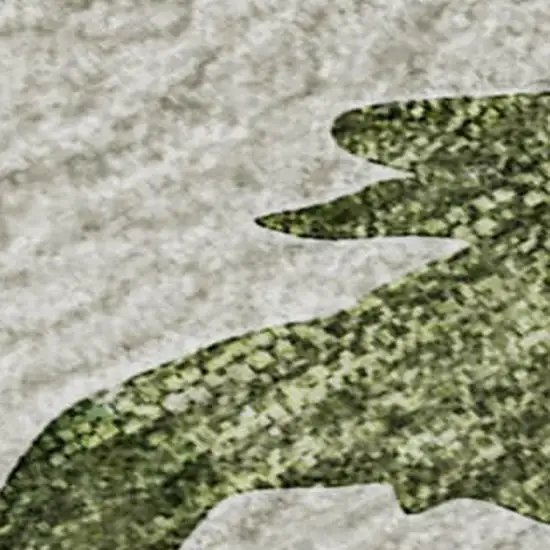 Taupe Green And Gray Animal Print Washable Area Rug With UV Protection Photo 5