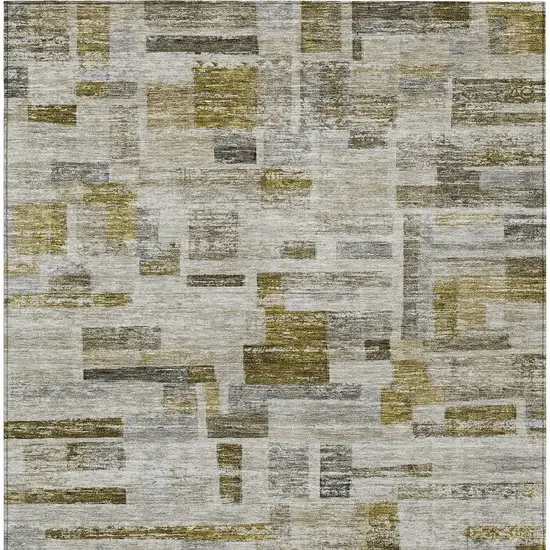 Taupe Green And Gray Striped Washable Indoor Outdoor Area Rug Photo 5