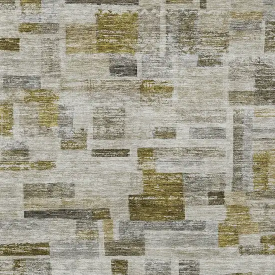 Taupe Green And Gray Striped Washable Indoor Outdoor Area Rug Photo 5