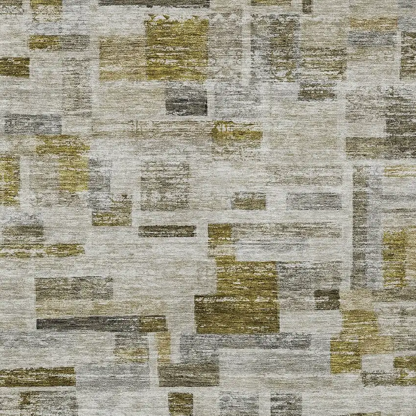 Taupe Green And Gray Striped Washable Indoor Outdoor Area Rug Photo 5