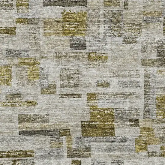 Taupe Green And Gray Striped Washable Indoor Outdoor Area Rug Photo 5