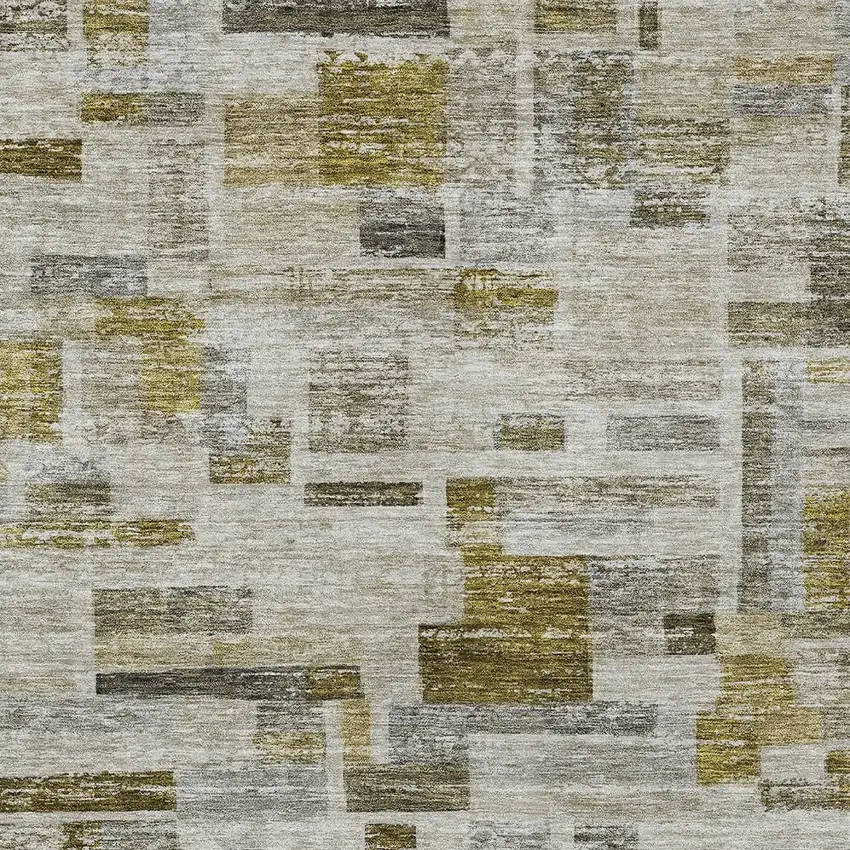 Taupe Green And Gray Striped Washable Indoor Outdoor Area Rug Photo 5