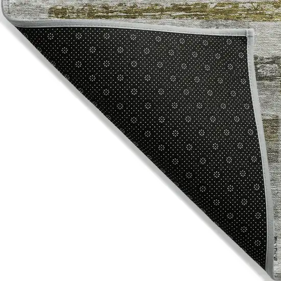 Taupe Green And Gray Striped Washable Indoor Outdoor Area Rug Photo 3