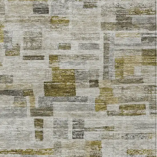 Taupe Green And Gray Striped Washable Indoor Outdoor Area Rug Photo 5