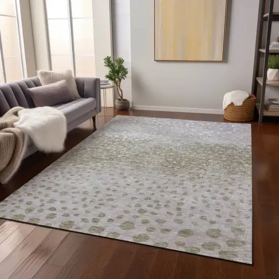 Taupe Green And Ivory Abstract Washable Indoor Outdoor Area Rug Photo 9