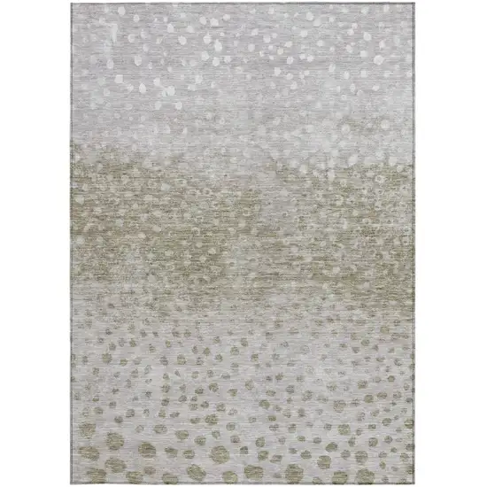 Taupe Green And Ivory Abstract Washable Indoor Outdoor Area Rug Photo 6