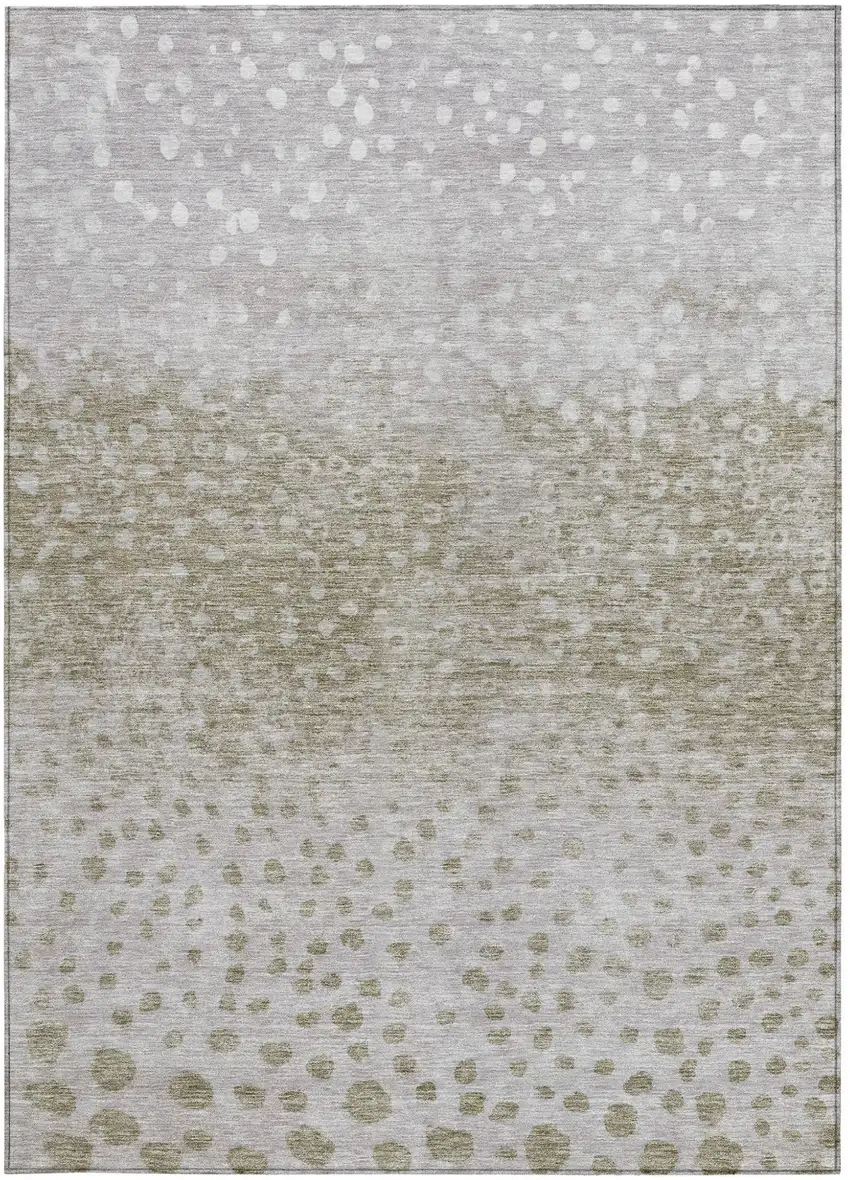 Taupe Green And Ivory Abstract Washable Indoor Outdoor Area Rug Photo 6