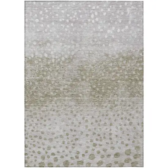 Taupe Green And Ivory Abstract Washable Indoor Outdoor Area Rug Photo 2