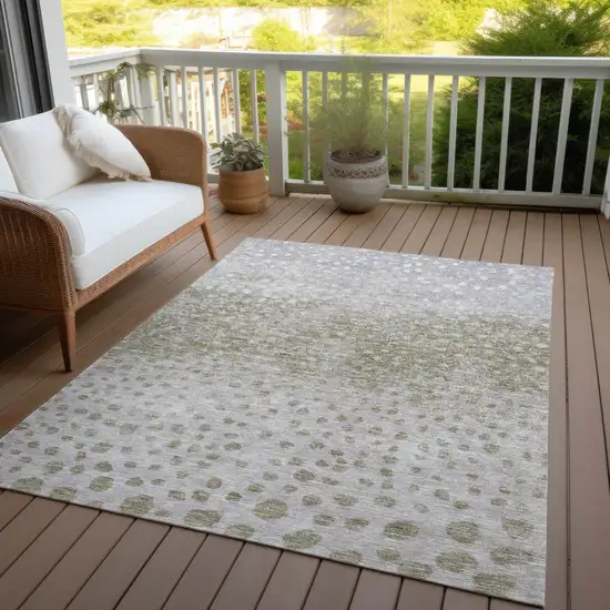 Taupe Green And Ivory Abstract Washable Indoor Outdoor Area Rug Photo 7
