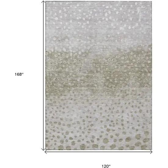 Taupe Green And Ivory Abstract Washable Indoor Outdoor Area Rug Photo 7