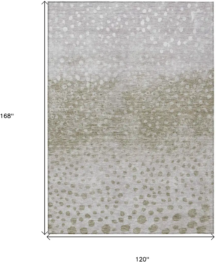 Taupe Green And Ivory Abstract Washable Indoor Outdoor Area Rug Photo 7
