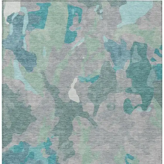 Taupe Green And Ivory Abstract Washable Indoor Outdoor Area Rug Photo 1