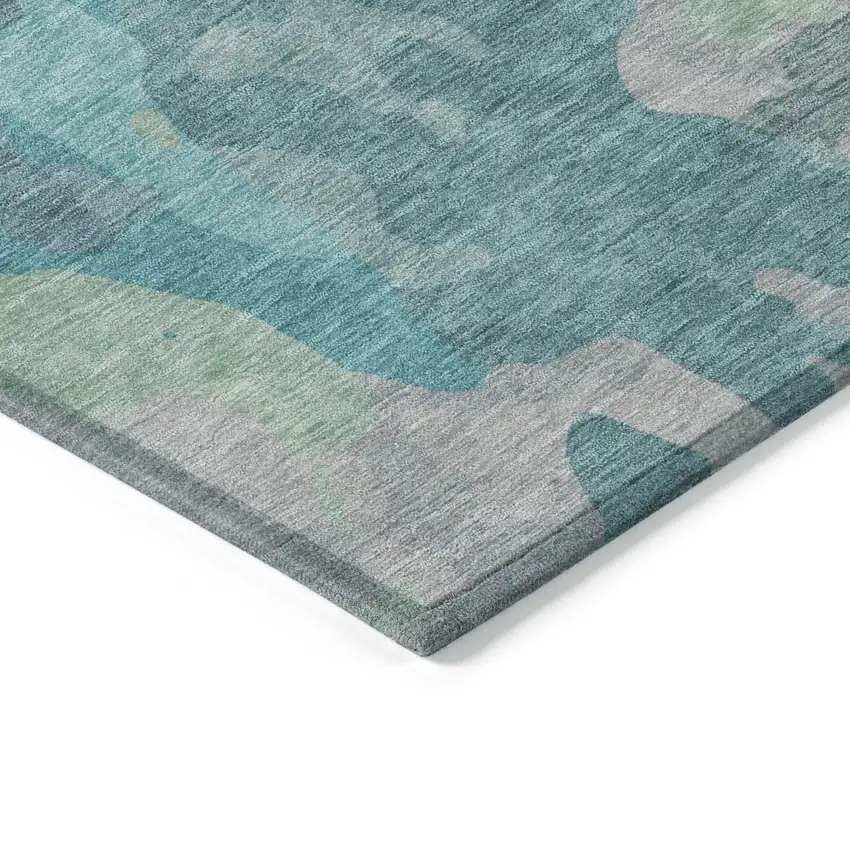 Taupe Green And Ivory Abstract Washable Indoor Outdoor Area Rug Photo 5