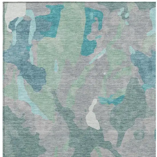 Taupe Green And Ivory Abstract Washable Indoor Outdoor Area Rug Photo 5