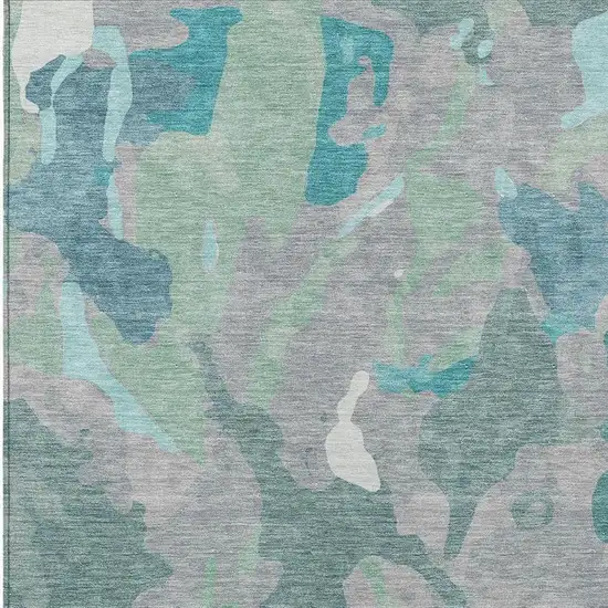 Taupe Green And Ivory Abstract Washable Indoor Outdoor Area Rug Photo 5