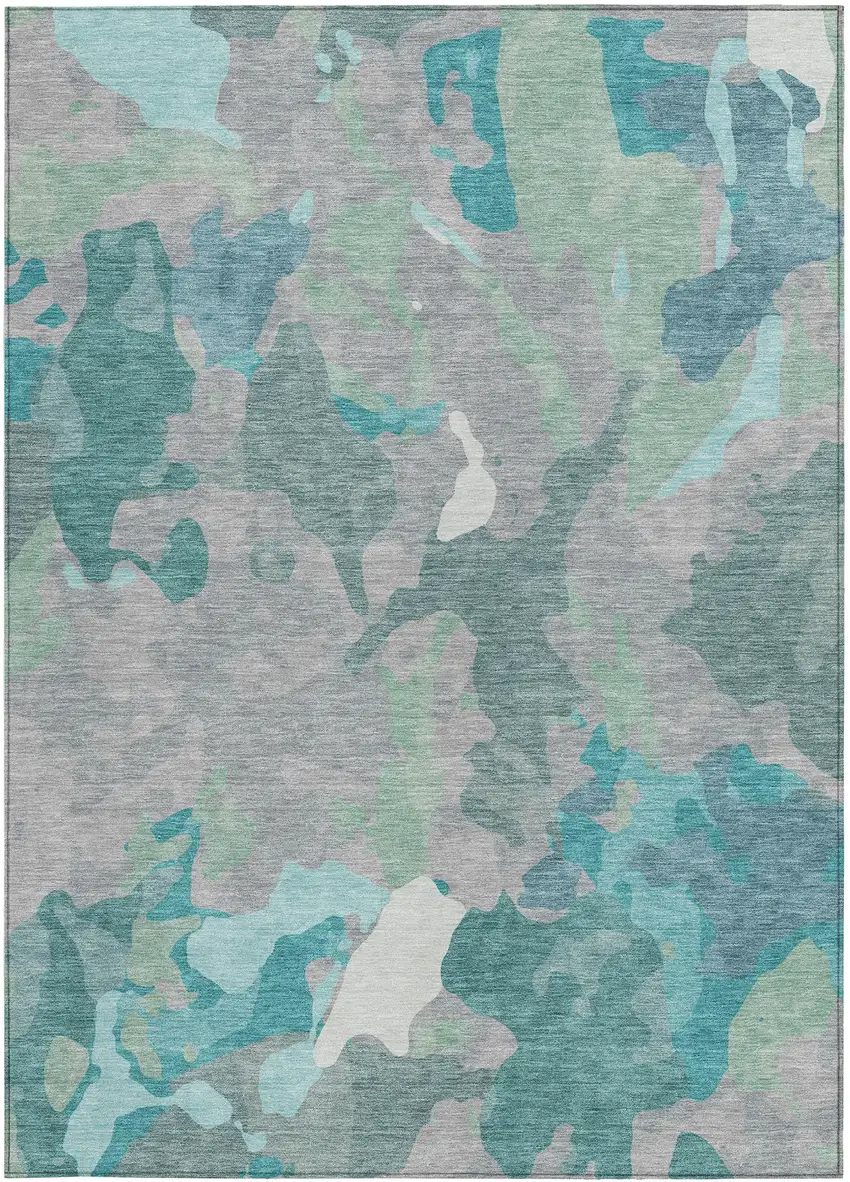 Taupe Green And Ivory Abstract Washable Indoor Outdoor Area Rug Photo 1