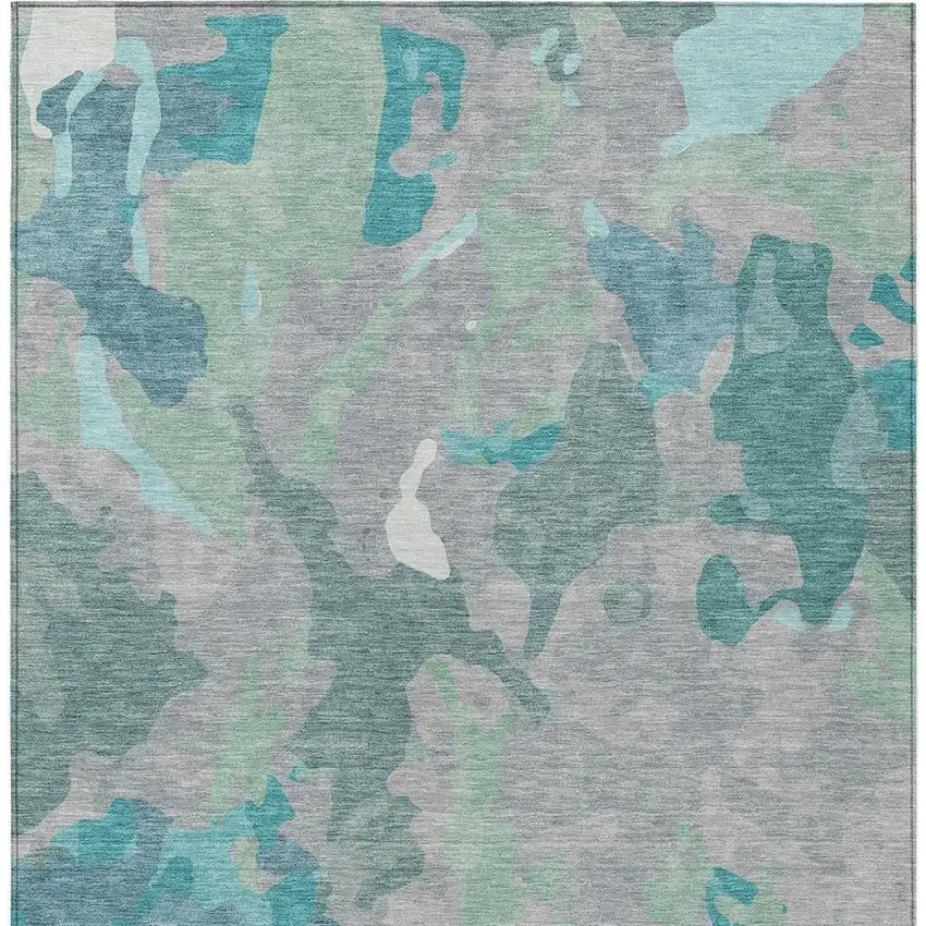 Taupe Green And Ivory Abstract Washable Indoor Outdoor Area Rug Photo 1