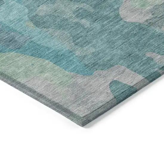 Taupe Green And Ivory Abstract Washable Indoor Outdoor Area Rug Photo 5
