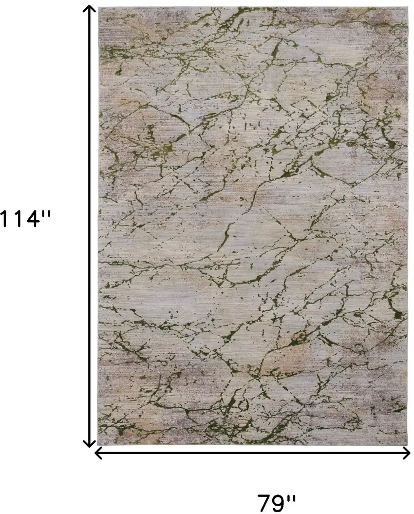 Taupe Green and Tan Abstract Power Loom Area Rug Photo 3