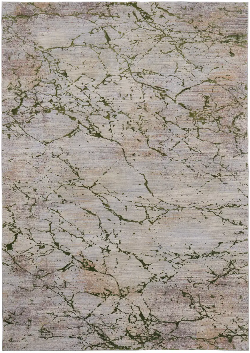 Taupe Green and Tan Abstract Power Loom Area Rug Photo 5