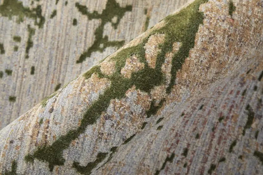 Taupe Green and Tan Abstract Power Loom Area Rug Photo 6