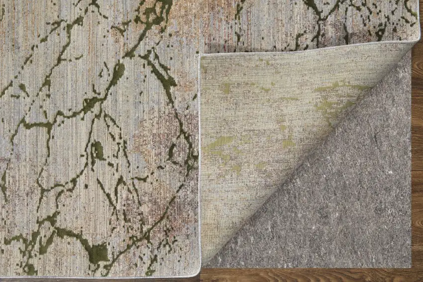 Taupe Green and Tan Abstract Power Loom Area Rug Photo 7