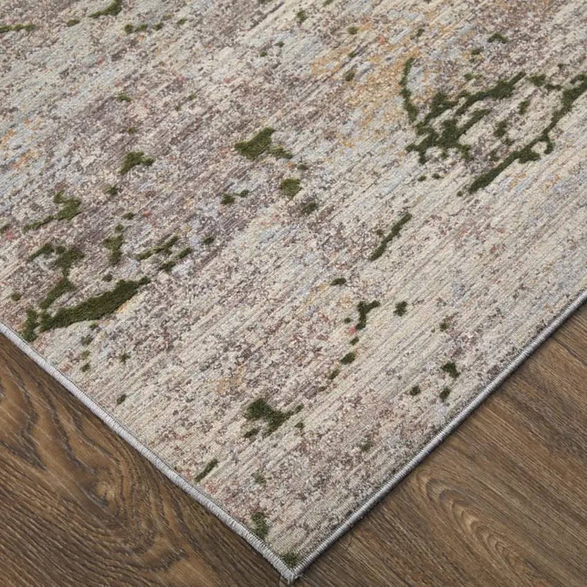 Taupe Green and Tan Abstract Power Loom Area Rug Photo 6