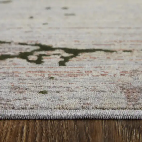 Taupe Green and Tan Abstract Power Loom Area Rug Photo 8
