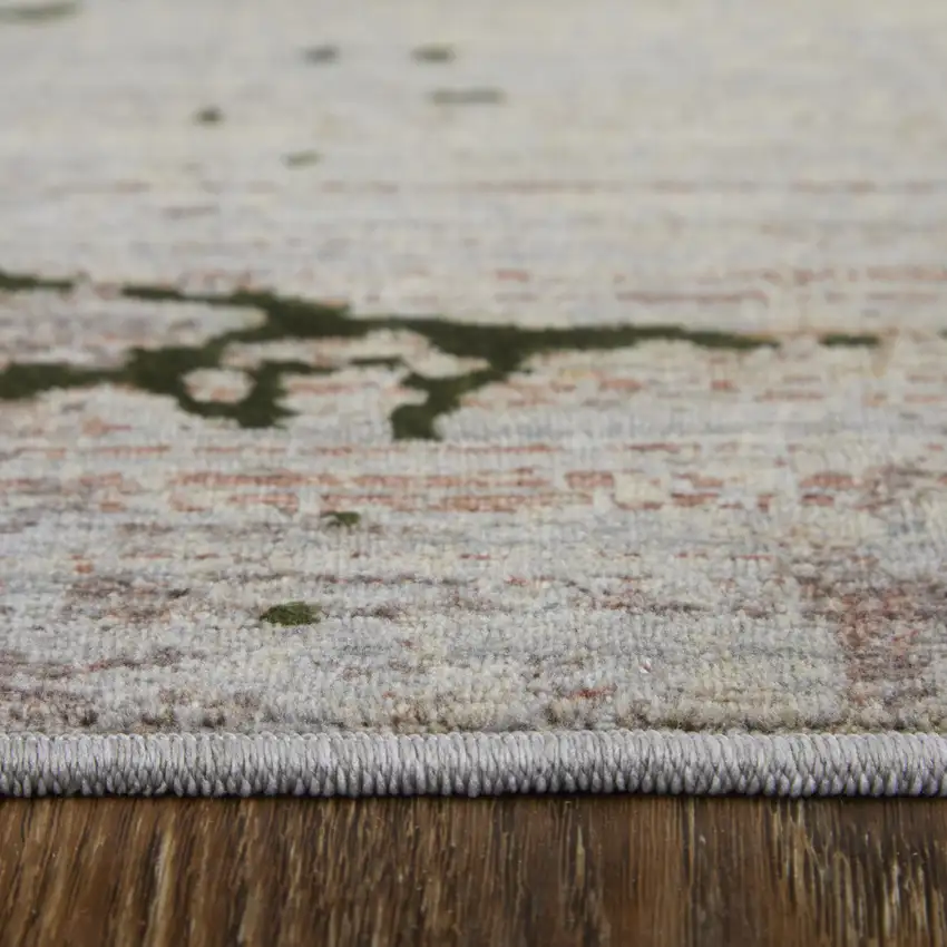 Taupe Green and Tan Abstract Power Loom Area Rug Photo 8