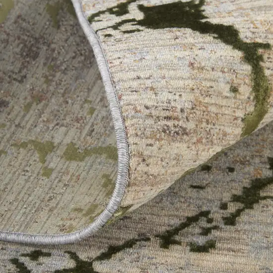 Taupe Green and Tan Abstract Power Loom Area Rug Photo 5