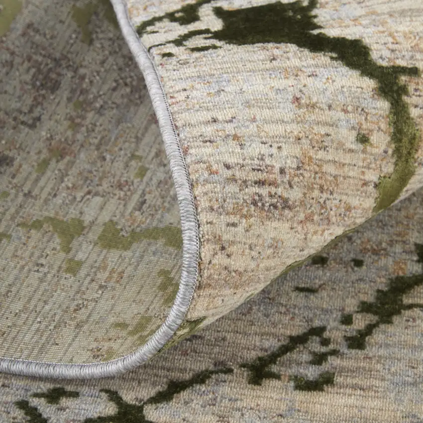 Taupe Green and Tan Abstract Power Loom Area Rug Photo 5