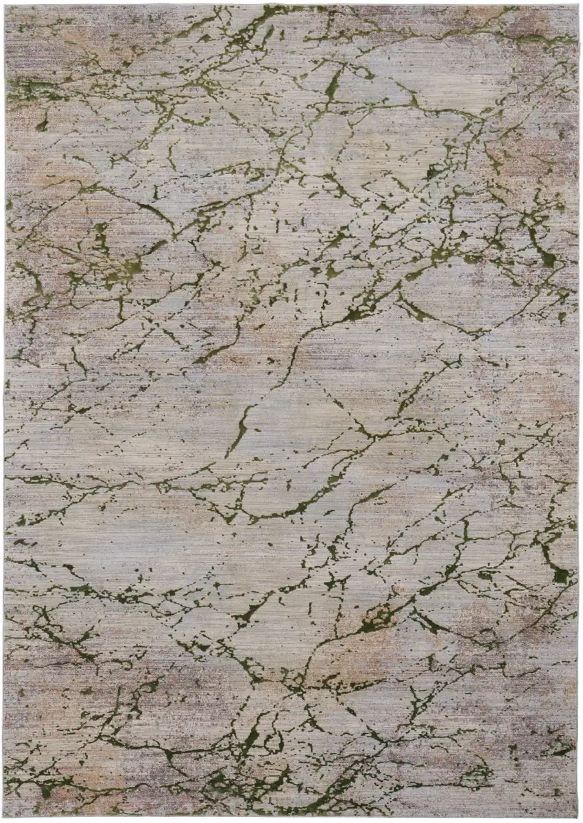 Taupe Green and Tan Abstract Power Loom Area Rug Photo 2