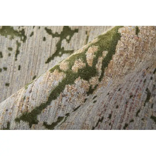 Taupe Green and Tan Abstract Power Loom Area Rug Photo 4