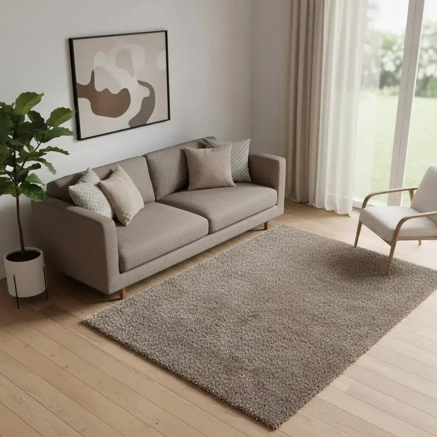 Taupe Hand Loomed Area Rug Photo 1