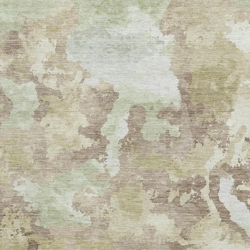 Taupe Ivory And Beige Abstract Washable Area Rug With UV Protection Photo 2