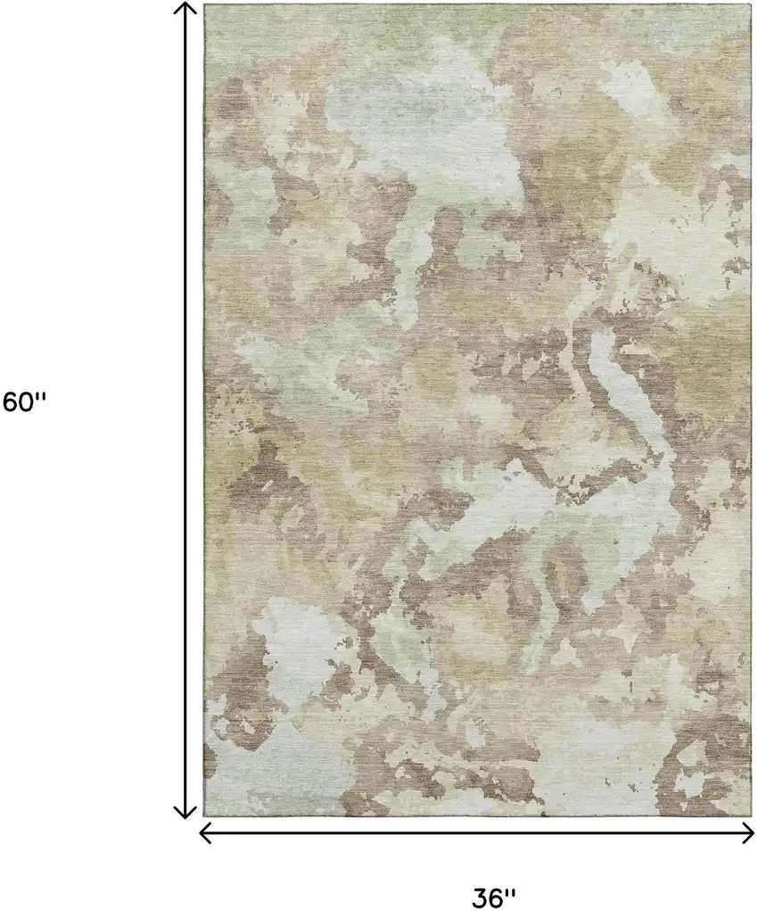 Taupe Ivory And Beige Abstract Washable Area Rug With UV Protection Photo 3