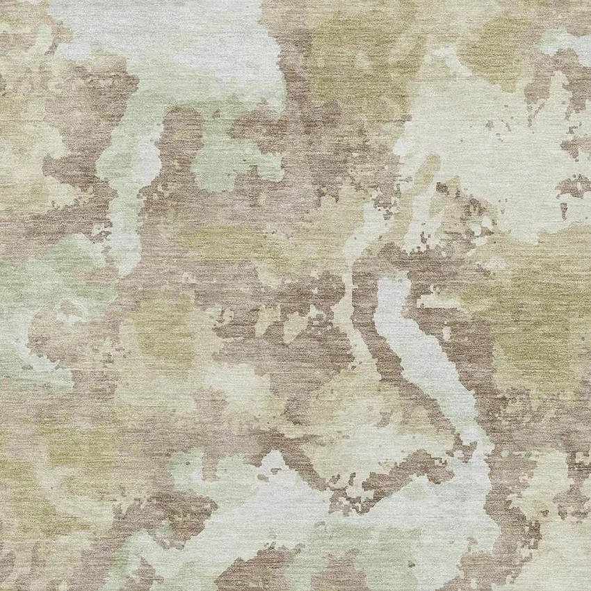 Taupe Ivory And Beige Abstract Washable Area Rug With UV Protection Photo 2