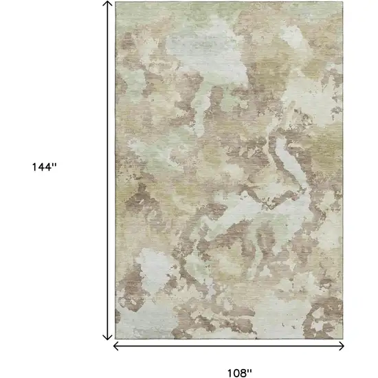 Taupe Ivory And Beige Abstract Washable Area Rug With UV Protection Photo 9